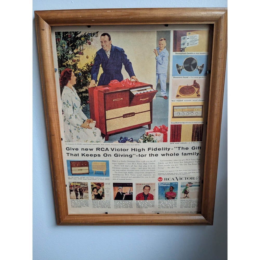 1957 RCA Victor High Fidelity Christmas Magazine Ad Maclean's Original Print